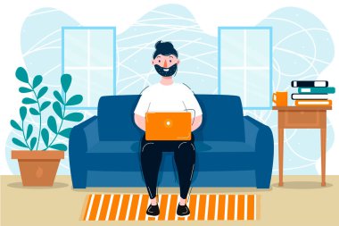 Düz dizüstü bilgisayarı olan adamlar. Dijital arka plan. Konsept çalış. İş adamları ev işi yapıyor. İş fikri konsepti. Merkez ofis kavramı.