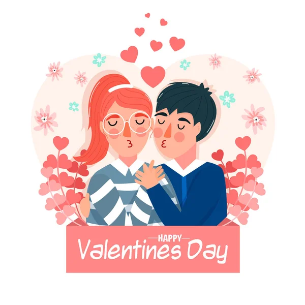Happy valentines day. Couple of people in love. Hand drawn modern illustration for your postcards, banners. — Stock Vector