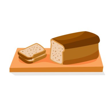 Dilimlenmiş ekmek. Sağlıklı kahvaltı. Modern düz tarzda vektör illüstrasyonu. Beyaz arkaplanda simge izole edildi.