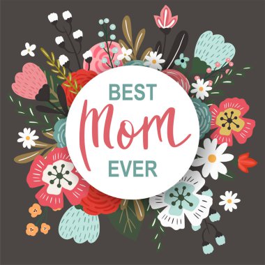 Tebrik kartı. Anneler Günü. Mektup. Modern vektör çizimi. Güzel çiçek arkaplanı. Tasarımın için.