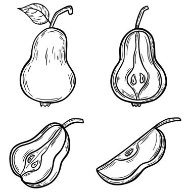 Armut çizimi. Lezzetli ve sağlıklı meyve. Robot resim. Tasarımın için..