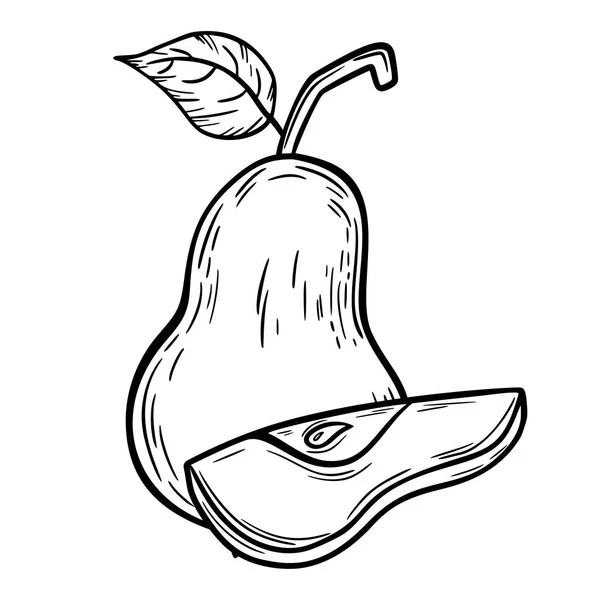 Esbozo Pera Deliciosa Saludable Fruta Boceto Para Diseño —  Fotos de Stock