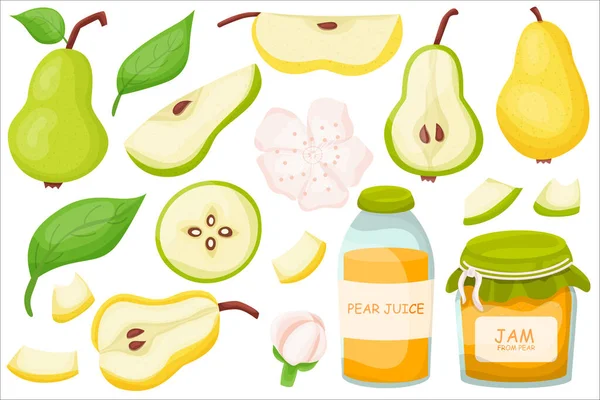 Juego Peras Duquesa Deliciosas Saludables Frutas Verano Nutrición Adecuada Mermelada — Foto de Stock