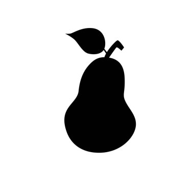 Armut ikonu. Siyah. Beyaz bir arka planda izole edilmiş. Siluet. Meyveler.