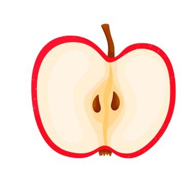 Simge. Elma. Kırmızı, olgun elma. Modern düz tarzda vektör illüstrasyonu. Düzgün beslenme kavramı. Meyveler.