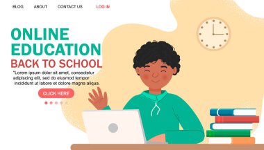 Çevrimiçi eğitim modern daire tasarımı. Çevrimiçi okul konsepti. Uzaktan eğitim. İniş sayfası şablonu. Tasarımın için..
