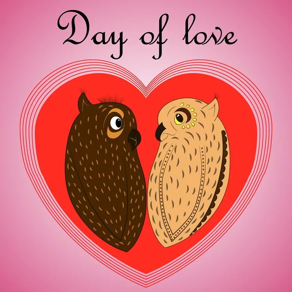 Day of love, love owls — Stock Vector