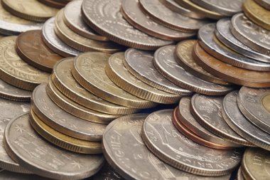 Paralar farklı türde. Makro ayrıntı. Yatay