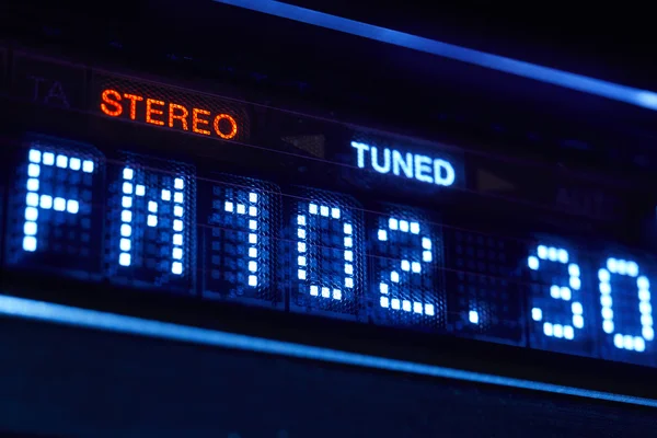 FM tuner radio display. Stereo digital frequency station tuned — Stock Photo, Image