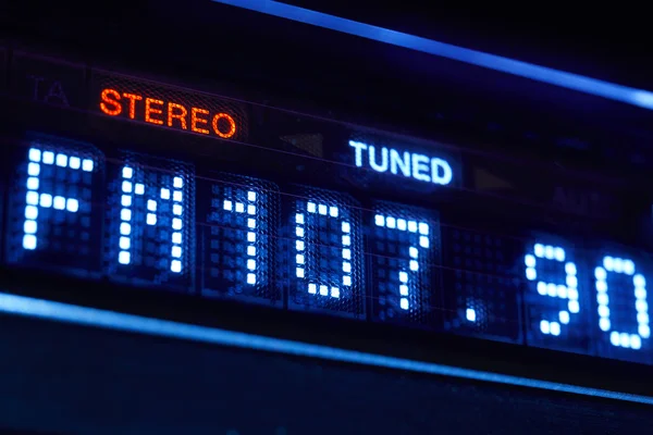 FM tuner radio display. Stereo digital frequency station tuned — Stock Photo, Image