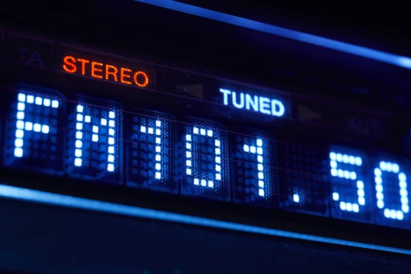 FM tuner radio display. Stereo digital frequency station tuned. — Stock Photo, Image