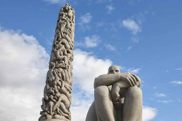 Norway, Oslo. Vigeland park stone sculptures. Travel tourism. 