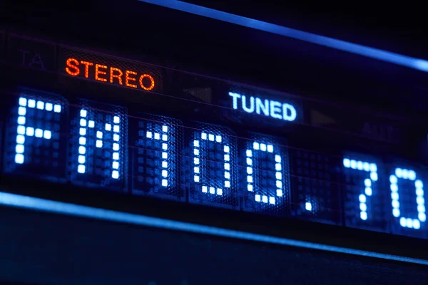 FM tuner radio display. Stereo digital frequency station tuned — Stock Photo, Image