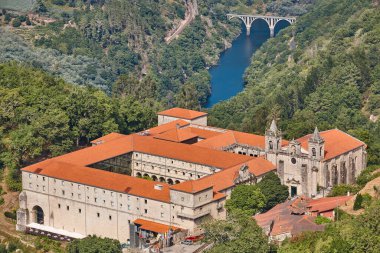 Ribeira sacra. Santo Estevo monastery and sil river. Ourense, Galicia. Spain clipart