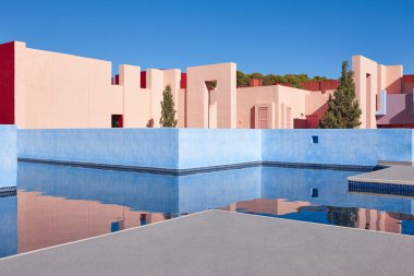 Geometric building structure. The red wall, Calp, Spain clipart