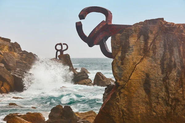 Formaciones Rocosas Emblemáticas Costa Donostia Peine Del Viento Euskadi España — Foto de Stock