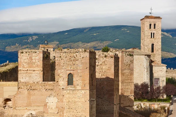 Aldeia Medieval Com Muro Pedra Espanha Buitrago Del Lozoya — Fotografia de Stock