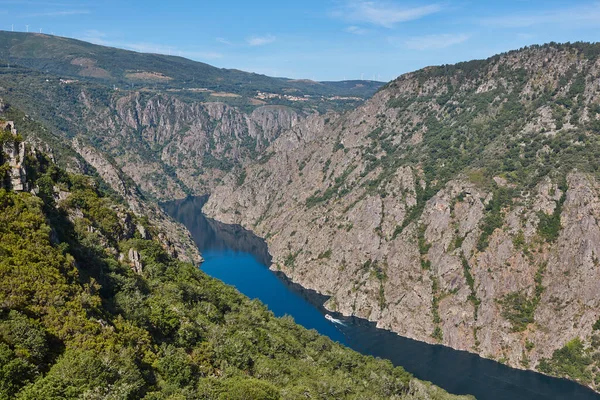 Ribeira Sacra Cañón Del Río Sil Con Barco Galicia España — Foto de Stock