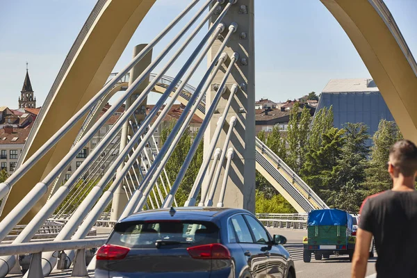 Ourense Σύγχρονη Γέφυρα Milenio Και Mino Ποταμού Τουρισμός Στην Ισπανία — Φωτογραφία Αρχείου