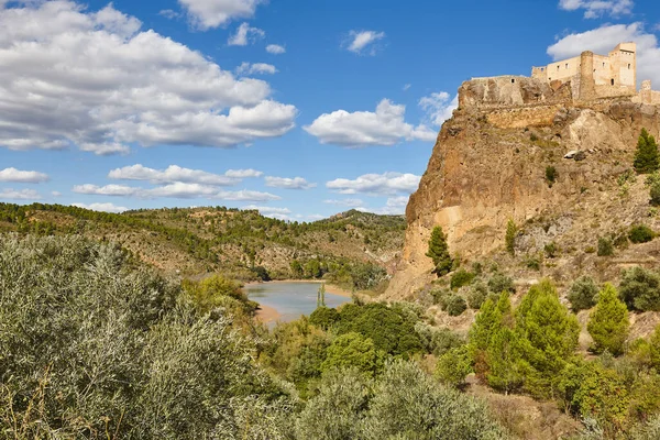 Aldeia Pitoresca Com Castelo Medieval Topo Colina Cofrentes Valência — Fotografia de Stock