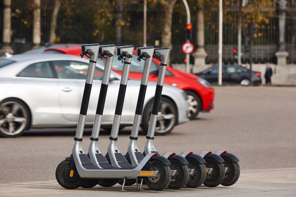 Scooters Électriques Véhicules Dans Ville Mobilité Urbaine Mode Vie Durable — Photo