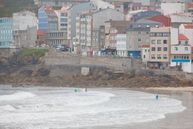 Costa da Morte 'deki balıkçı köyü. Malpica 'da. Galiçya, İspanya