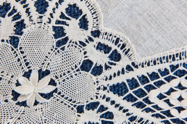 Geleneksel tekstil bobbin detayı Camarinas 'ta yapılan zanaatkarlık. İspanya