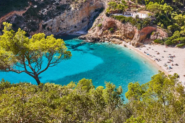 Espanhol Mediterrâneo Ensolarado Costa Cênica Praia Granadella Alicante Valência — Fotografia de Stock