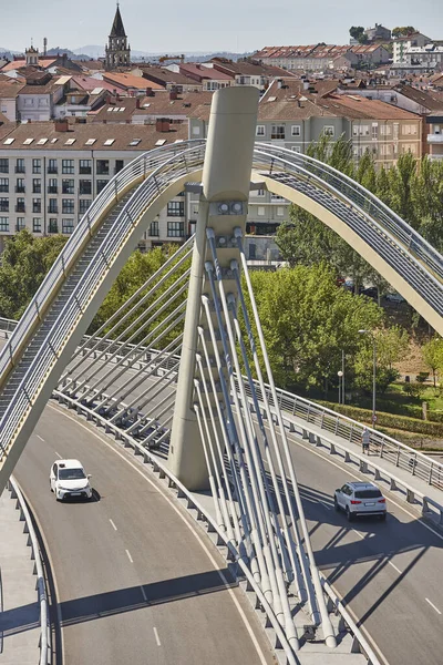 Nostro Moderno Ponte Milenio Fiume Mino Turismo Spagna — Foto Stock