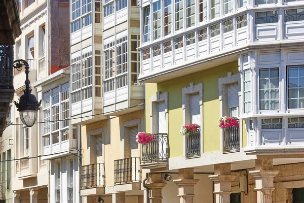 Traditional Stone Columns Facades Chantada Galicia Spain — Stock Photo, Image