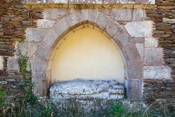 Statua Badessa Pietra Tombale Ribeira Sacra San Liguan Cova — Foto Stock