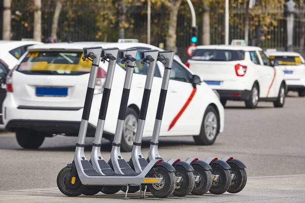 Electric Scooters Vehicles City Urban Mobility Sustainable Energy — Stock fotografie