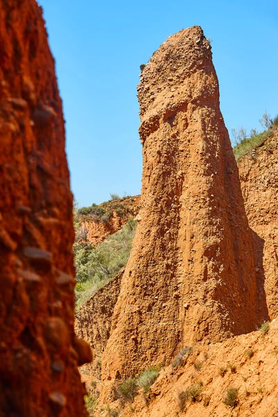 バッドランズの煙突 侵食された風景 グアダラハラのラス カルカヴァ スペイン — ストック写真