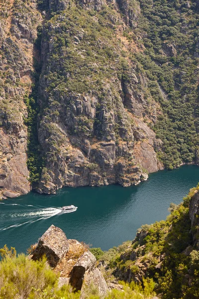 Ribeira Sacra Canyon Fluvial Sil Avec Bateau Galice Espagne — Photo