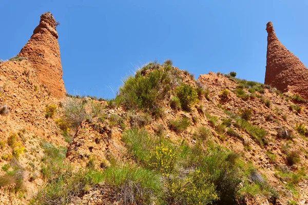 Chimeneas Badlands Paisaje Erosionado Las Carcavas Guadalajara España — Foto de Stock