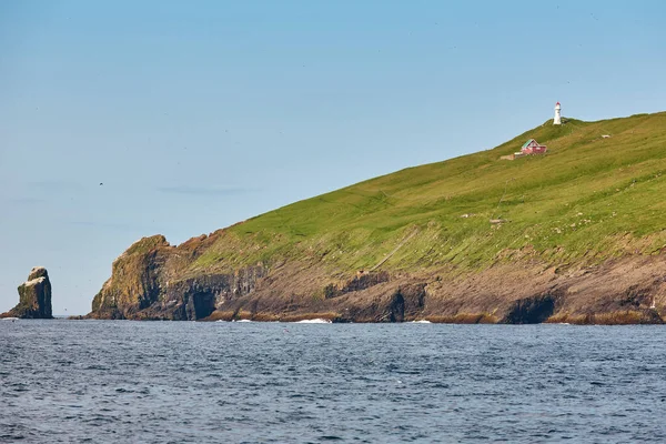 Mykines Fyr Och Klippor Färöarna Vandringsled Danmark — Stockfoto