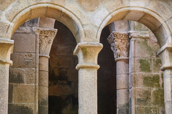 Colonne Romaniche Ribeira Sacra Monastero Santa Cristina Ourense Spagna — Foto Stock