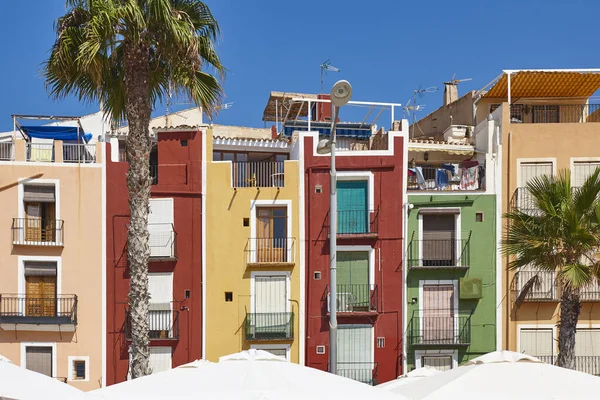 Pueblo Mediterráneo Tradicional Villajoyosa Fachadas Coloridas Alicante España —  Fotos de Stock