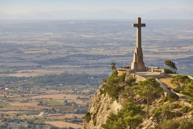 Viewpoint in Mallorca. Cruz del Picot. San Salvador santuari. Spain clipart