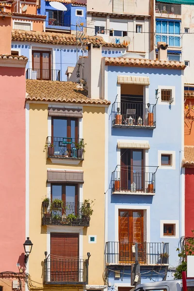 Tradizionale Villaggio Mediterraneo Villajoyosa Facciate Colorate Alicante Spagna — Foto Stock
