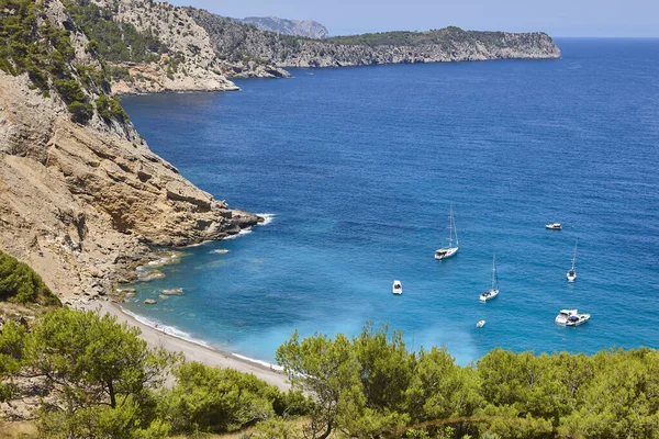 Turquoise Waters Mallorca Coll Baix Beach Mediterranean Coastline Spain — Stock Photo, Image