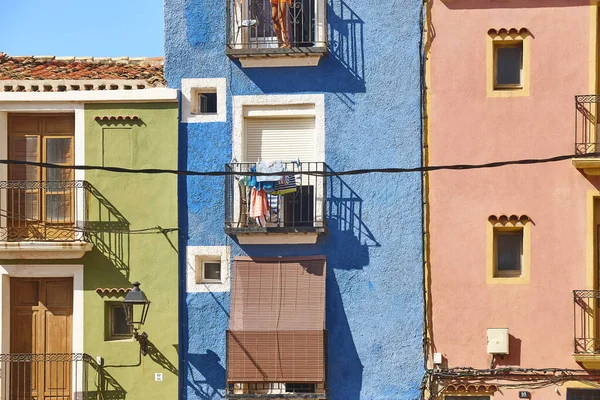 Geleneksel Akdeniz Köyü Villajoyosa Renkli Yüzler Alicante Spanya — Stok fotoğraf