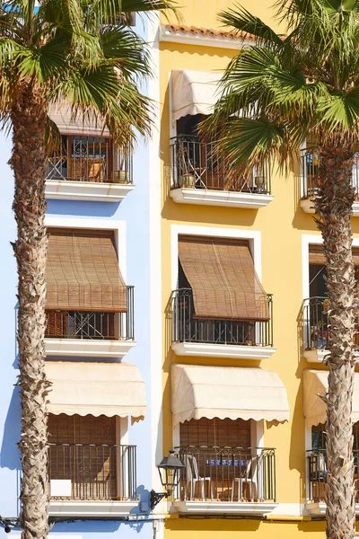 Traditionell Medelhavsby Villajoyosa Färgglada Fasader Alicante Spanien — Stockfoto