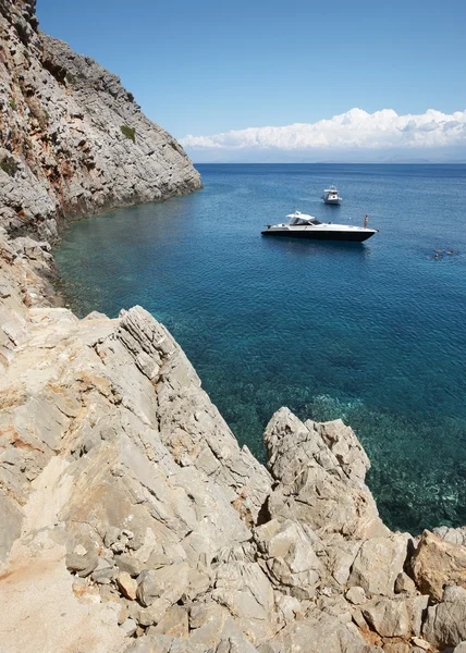 Sostis koyu. Girit plaj. Akdeniz manzarası. Yunanistan — Stok fotoğraf