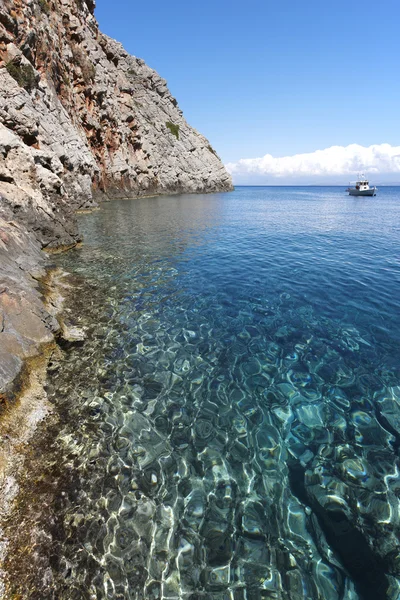 Sostis koyu. Girit plaj. Akdeniz manzarası. Yunanistan — Stok fotoğraf