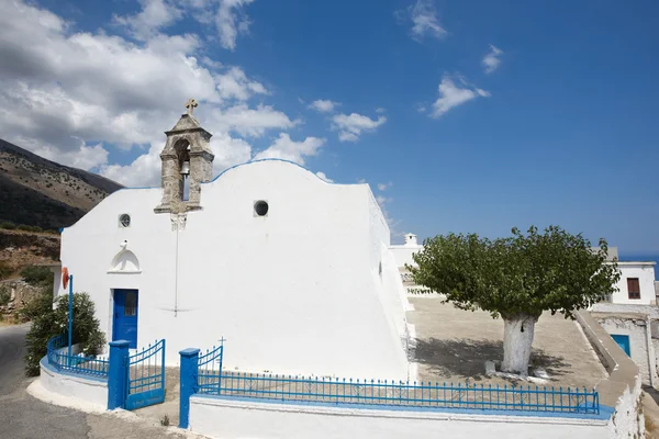 Greek white church in Komitades. Crete. Greece — Stock Photo, Image