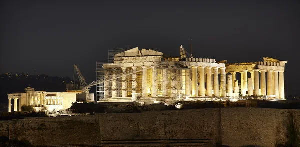 Acrópole de Atenas à noite. Pártenon. Grécia — Fotografia de Stock