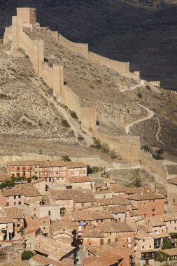 duvar albarracin pitoresk köyü savunmak. İspanya