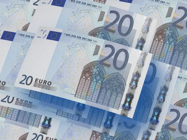 Tjugo euro räkningar collage. horisontella format — Stockfoto