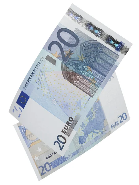 Billetes de veinte euros aislados en blanco — Foto de Stock